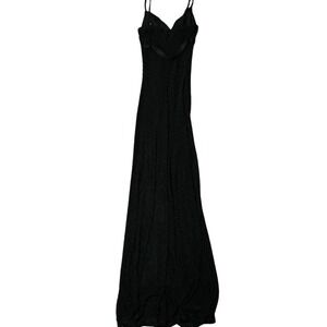 Vintage Y2K V Neck Cache Black Textured Maxi Slip Dress Size Small Cocktail